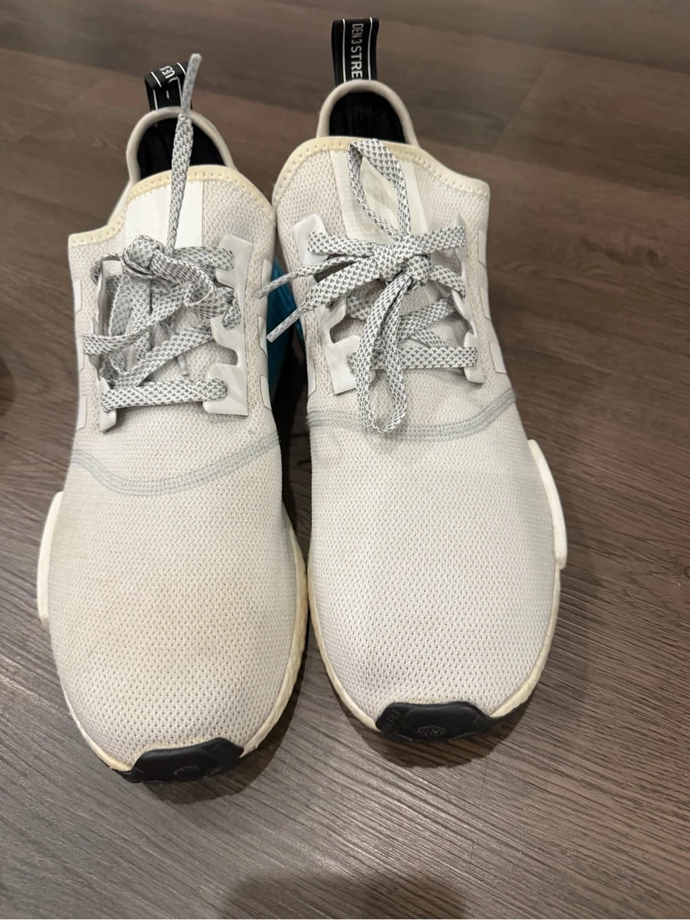 adidas Men’s NMD R1 White & Cyan 13